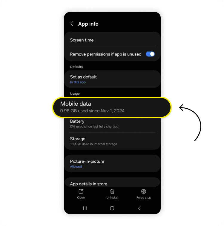 AndroidでInstagramの通信量を確認する方法、パート3の1。