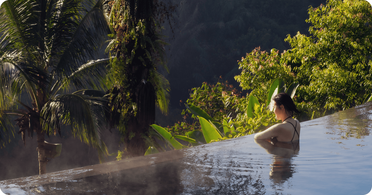 A person at a hotel pool.