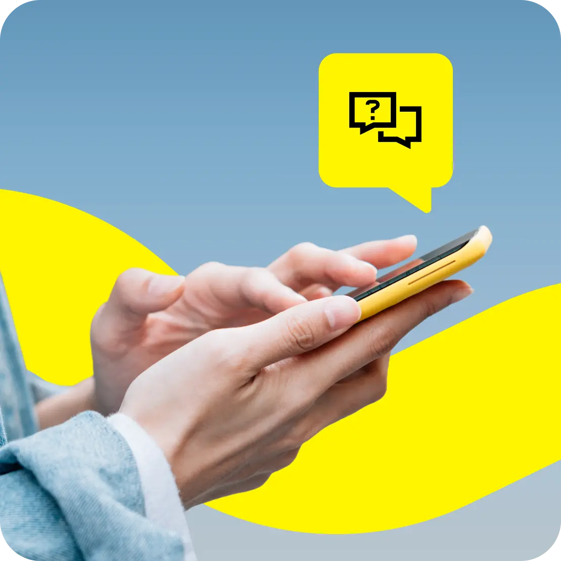 phone hands chat support