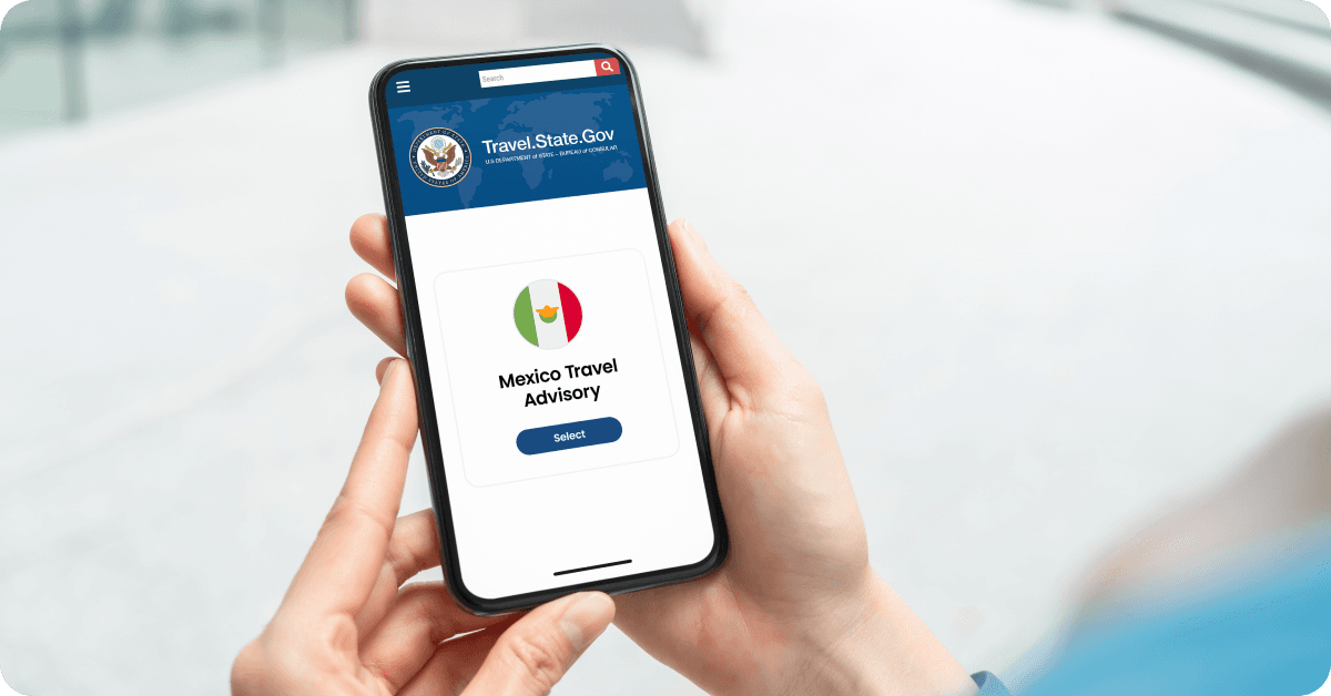 A Mexico travel advisory on mobile.