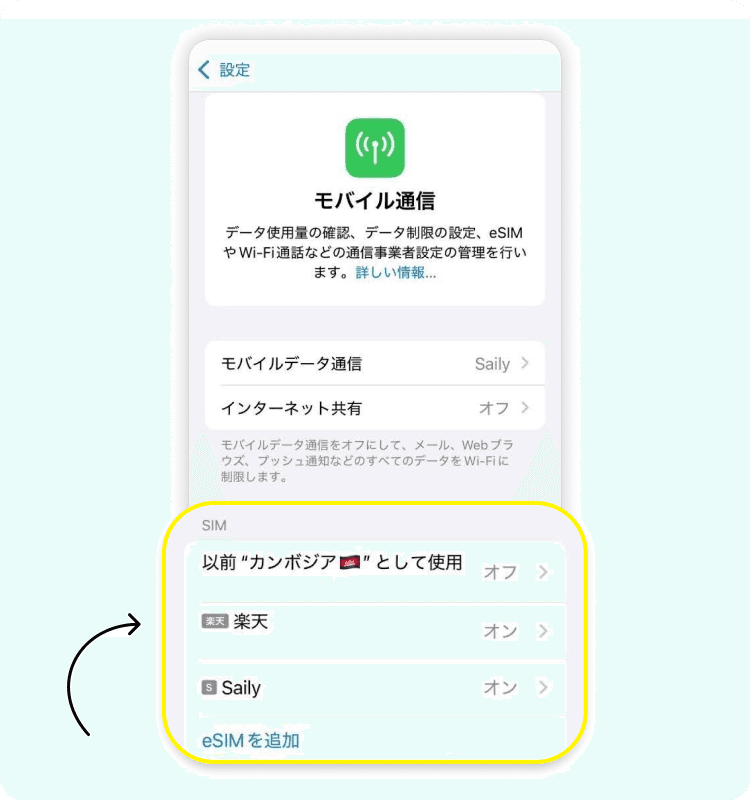 新しいSIMカードを端末に設定する方法、ステップ 6