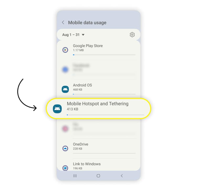 check hotspot usage: step 3