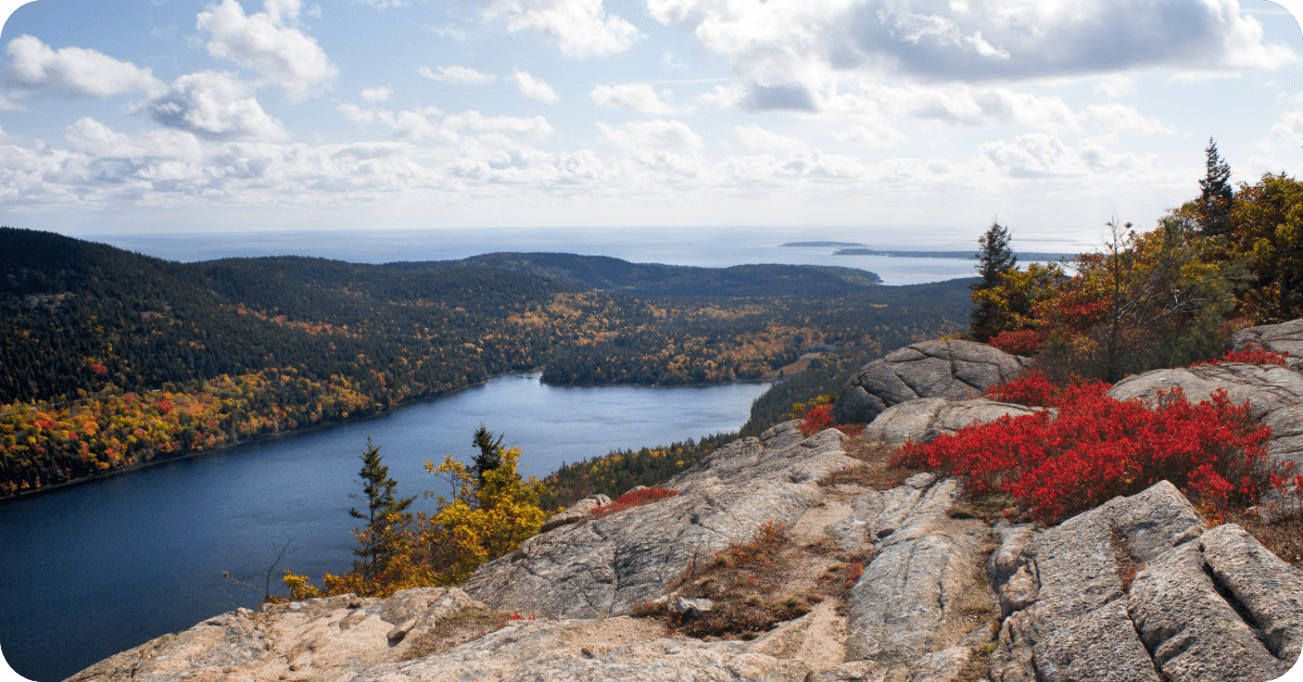 The panoramic view of Acadia National Park