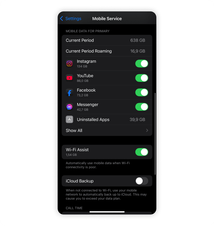 How to monitor cellular data usage: step 2