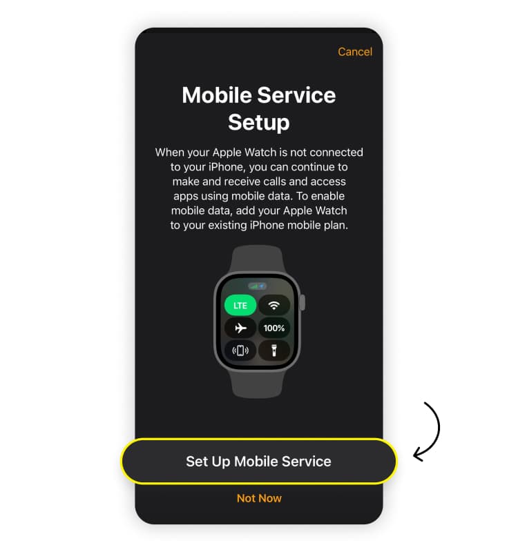 Set up Celullar Data on your Apple Watch: Step 3