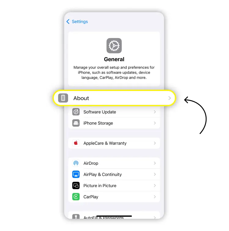 How to find the IMEI on an iPhone Step 3