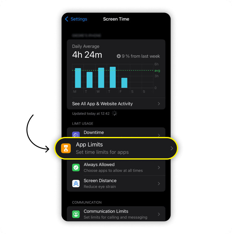 Limit app data usage on iPhone: step 2