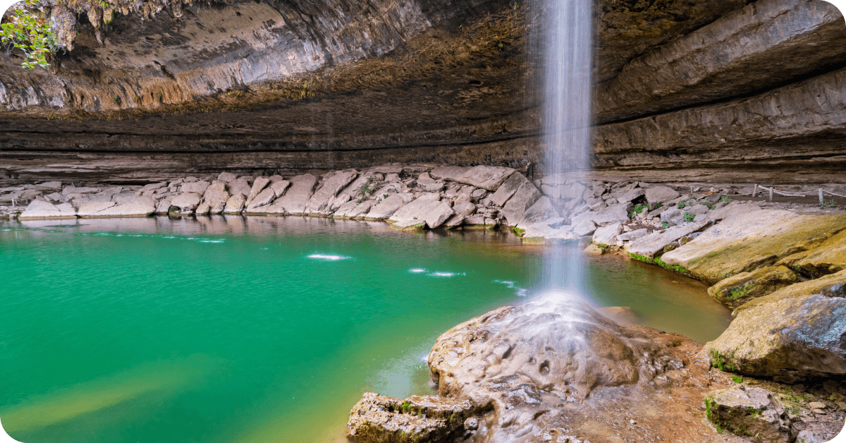 A view of Hamilton Pool Preserve in Texas