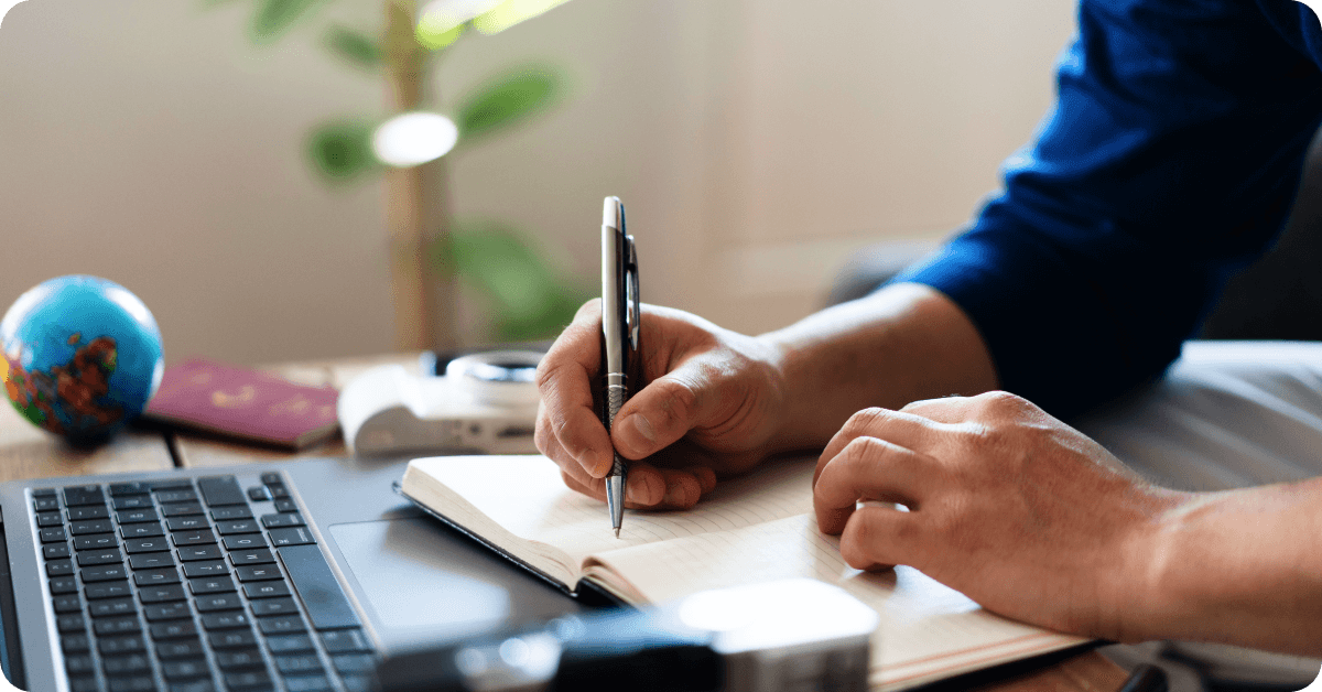 A person planning their budget.