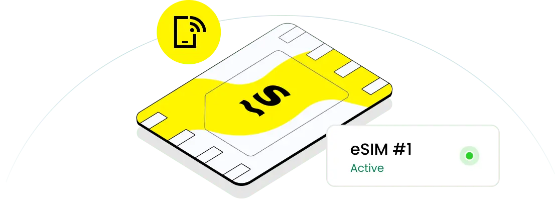 An eSIM card with an active data plan.