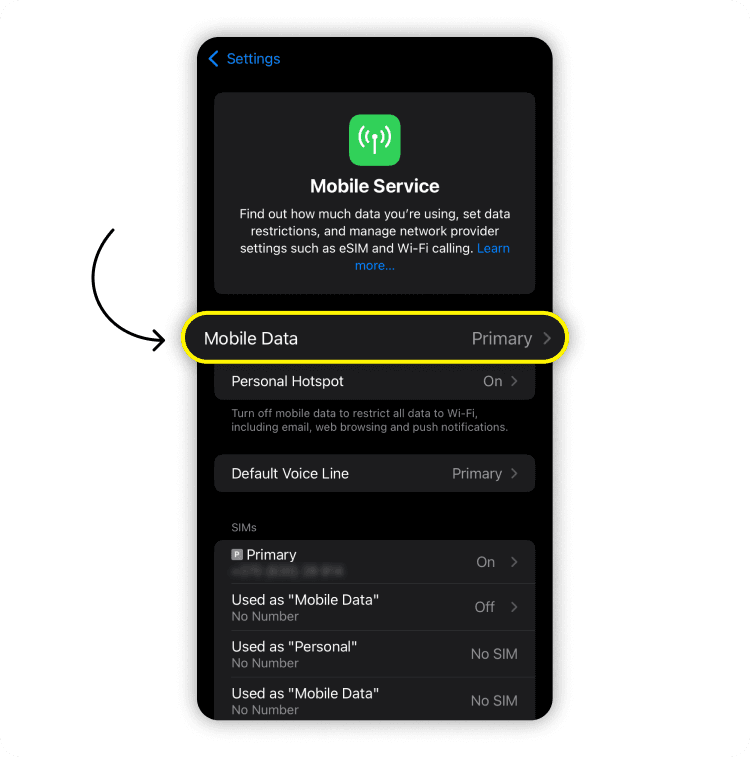 Find data-hungry apps on iPhone: step 2