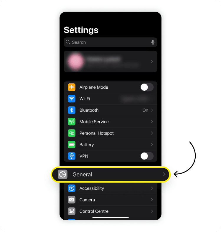 Disable background data on iPhone: step 1