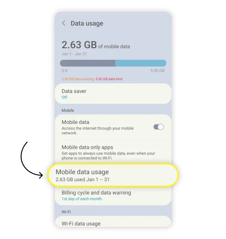 Check hotspot data usage on Android: step 3
