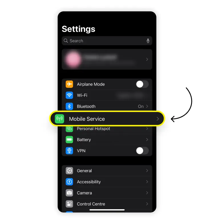 Check hotspot data usage on iPhone: step 1