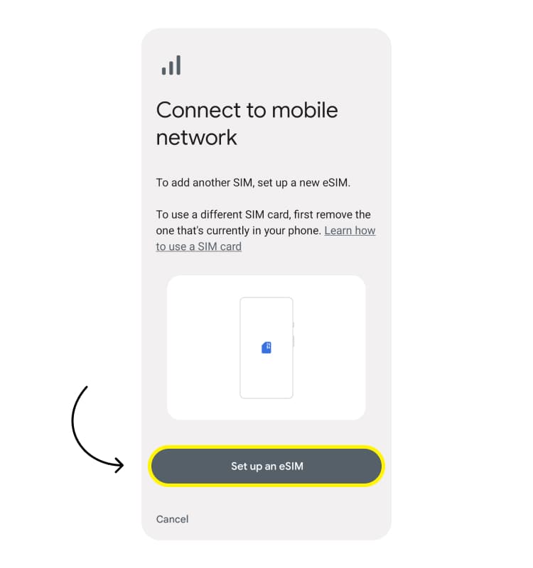 install esim on google pixel: step 3
