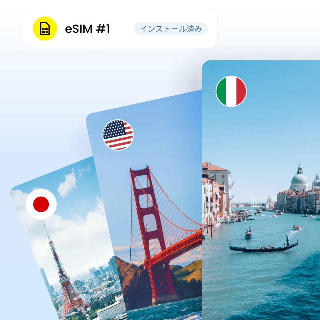 eSIMをインストールすることで、渡航先で即座にプランが有効になります。