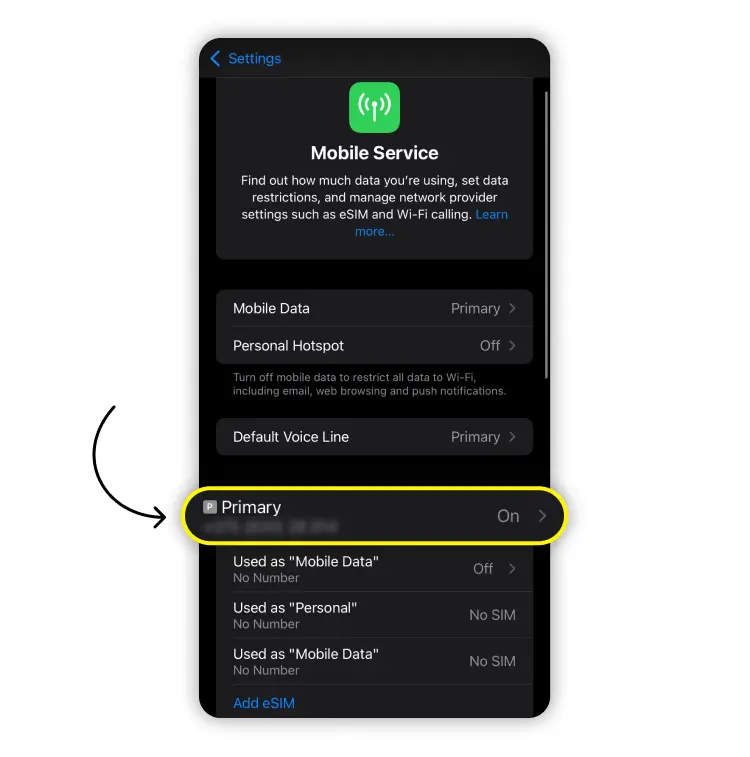 Enable low data mode on iPhone: step 2