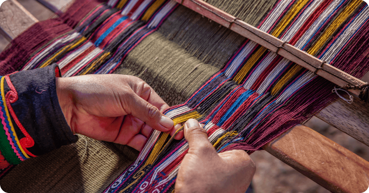 A Peruvian weaving textiles