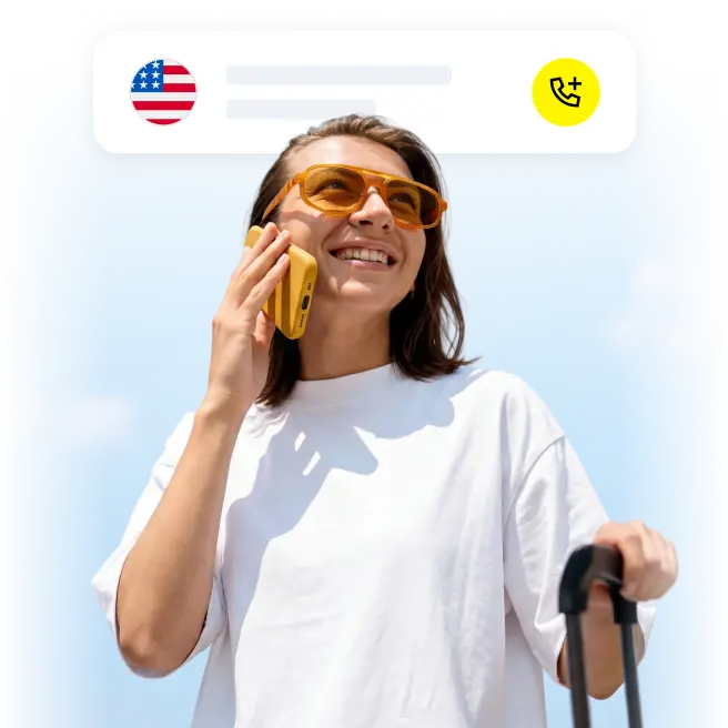 A traveler with a suitcase using Saily on their phone.